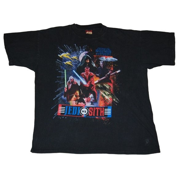 Vintage Star Wars Episode 1 Jedi vs Sith 1999 T-Shirt XL Movie Promo Made USA